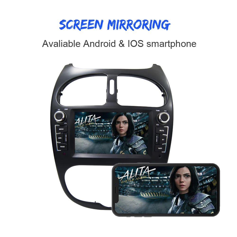ONKAR Android 9,0 автомобильный dvd cd gps navgation система для peugeot 206 2000-2009 с 6,2 Дюймовым Сенсорным экраном wifi bluetoth радио