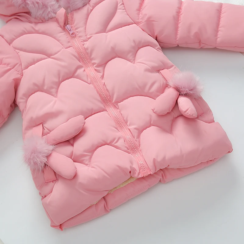 Toddler Girls Cotton-padded clothes Autumn Winter Girls Jacket For Kids Warm Fur Outerwear Coat Children Jacket 2 3 4 Year