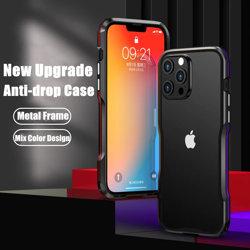 Luphie For iPhone 13 Mini 13 Pro Shockproof Armor Metal Bumper Irregularly Aluminum Case Cover For iPhone 13 Pro Max Case
