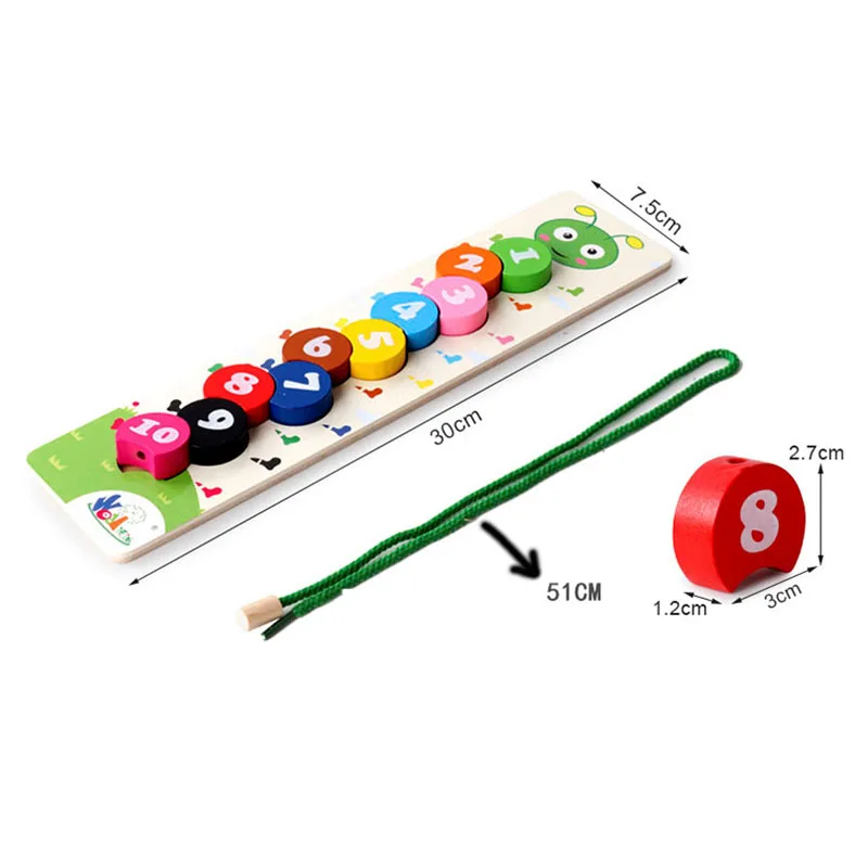 Wooden Learning Baby Toys Colorful Number Stringing Threading Caterpillar Digital Beading Math Montessori Educational Toys 1 1 Wooden Learning Baby Toys Colorful Number Stringing Threading Caterpillar Digital Beading Math Montessori Educational Toys 1 2