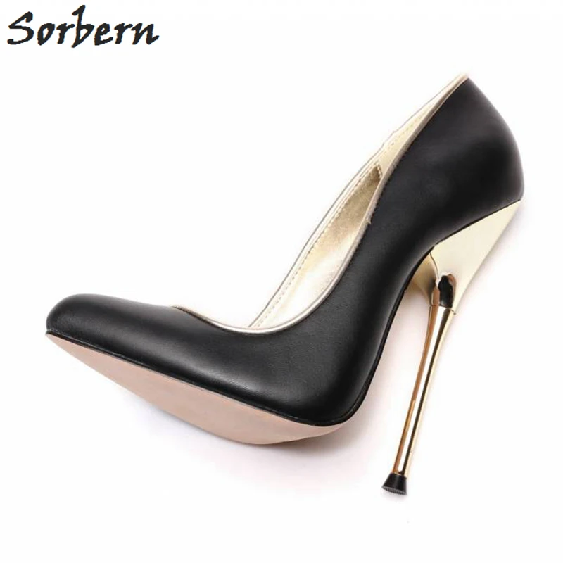 Sorbern туфли-лодочки на высоком металлическом каблуке 14 см; женские туфли на шпильке без застежки с острым носком; туфли на высоком каблуке; экзотические туфли для танцев; цвета на заказ