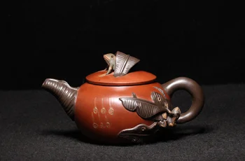 

Chinese Yixing Zisha Pottery Qingshui Clay Handmade Frog Listen To Rain Teapot