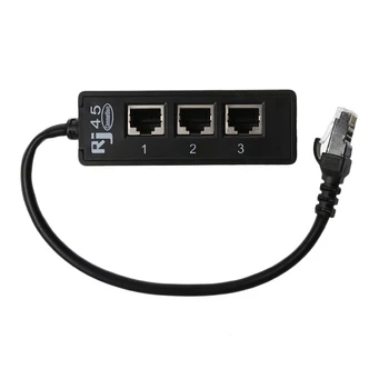

LAN Ethernet Network Cable Splitter RJ45 Connector Splitter Adapter Cable for Networking Extension 1 Male to 3 Female