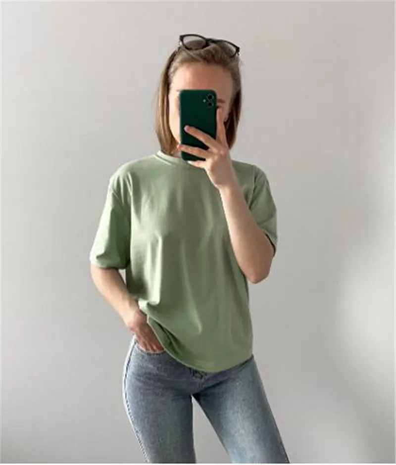 95% Cotton Candy Colors T Shirt Summer Women Loose Solid Tee Shirt Female Short Sleeve Tops Tees Causal O-Neck Basic T-shirt