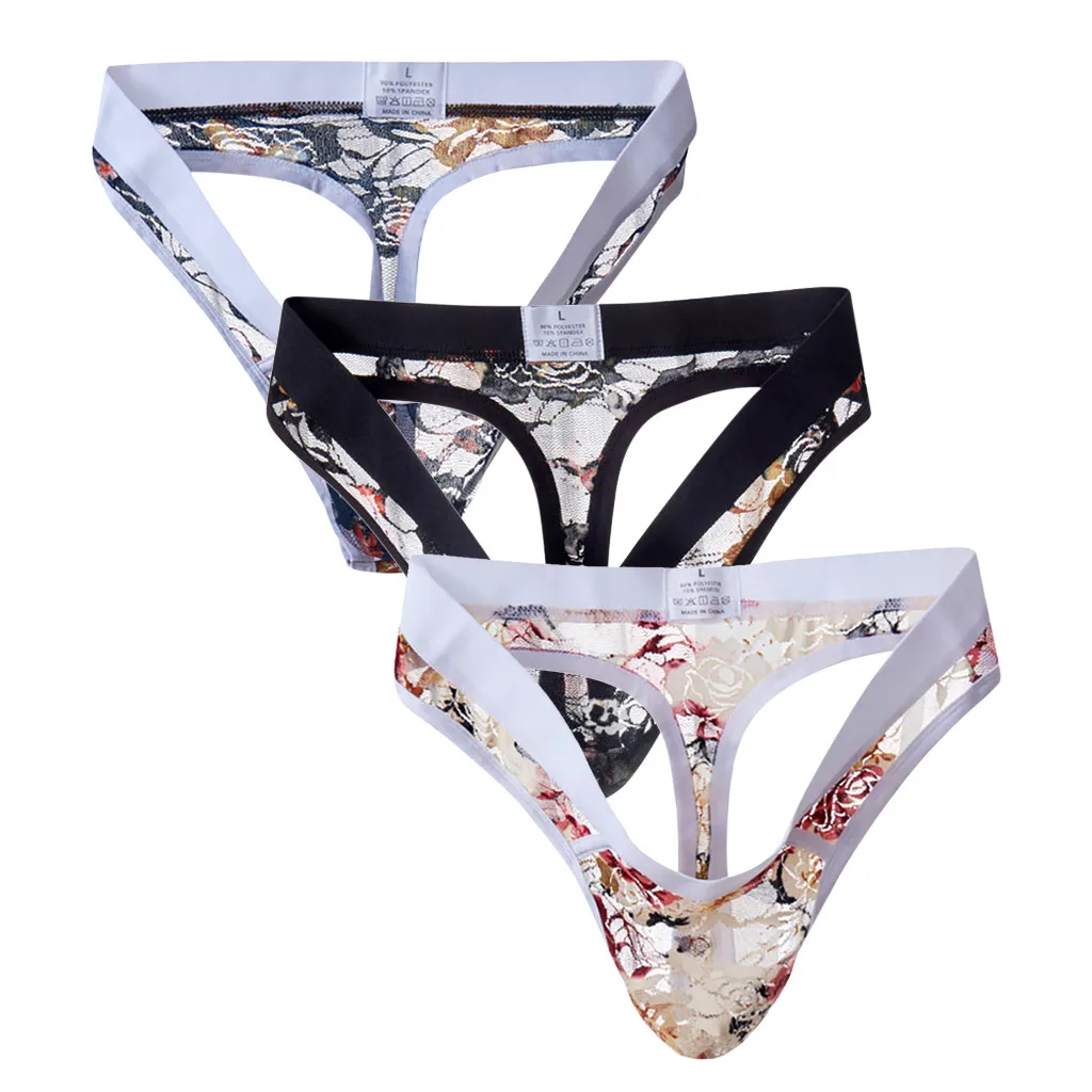 

3PC Summer underwear men tanga Hollow-out Stitching Sexy mesh Comfortable Soft Breathable Underpants gay underwear tanga hombre
