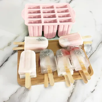

Silicone Ice Popsicle Maker 12 Cavities Homemade Popsicle Molds Shapes ice cube tray with lid ice trays WY527