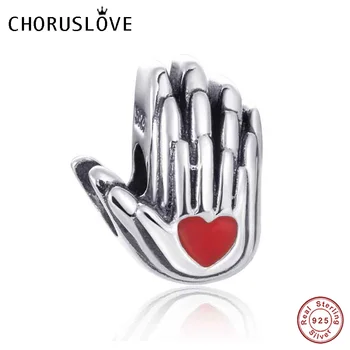

Choruslove Family Hand Love Charm with Enamel 925 Sterling Silver Bead Fits Pandora Charms DIY Bracelet Making