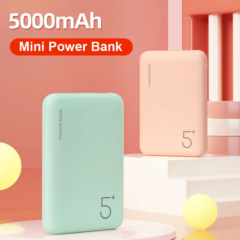 Mini batería externa de 5000mAh, Powerbank kawaii, portátil, para iPhone, Samsung, Huawei, Xiaomi, teléfono móvil inteligente