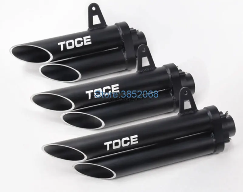 

Universal 51mm Motorcycle Bombing Street Exhaust Pipe TOCE Double Hole Exhaust Pipe Muffler Fit for GP1 ER6N 400NK ZX6R
