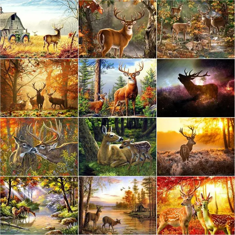 Diamond painting 5D diamond painting deer full square round drill diamond embroidery animal mosaic cross stitch handmade gift