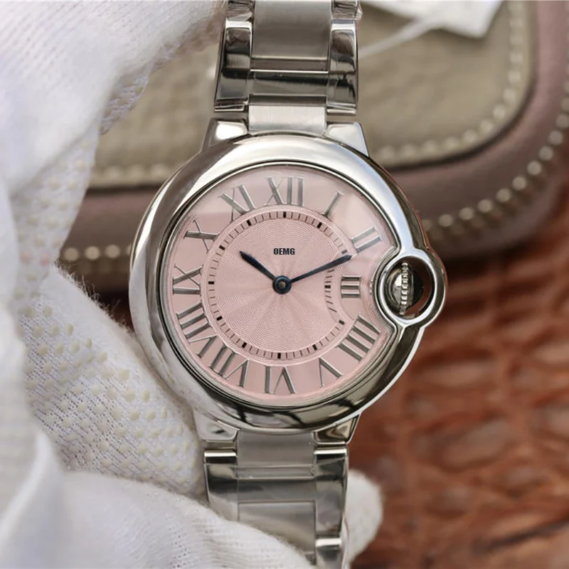Cartier Ballon Bleu 33mm W3BB0005 V6F SS \u0026 Rose Gold Pink Dial Swiss Ronda  Quartz - cchenwatch