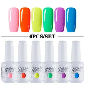 

15ML Gel Polish Set 6Pcs Hybrid Varnish Soak Off UV Gel LED Semi Permanent For Manicure Nail Art Gel Polish Kit Base Top Coat