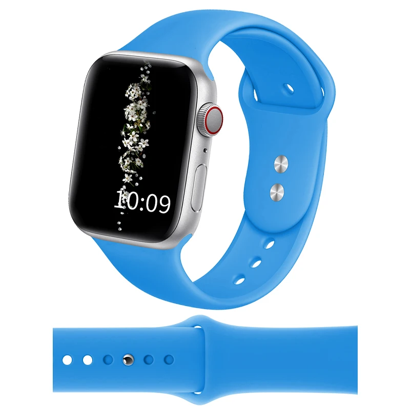 DIMU мягкий силиконовый спортивный ремешок для наручных часов Apple Watch Series 5/4/3/2/1 38 мм 42 мм резиновый ремешок для наручных часов iwatch, полосы серии 4 40 мм 44 мм - Цвет ремешка: Sea blue