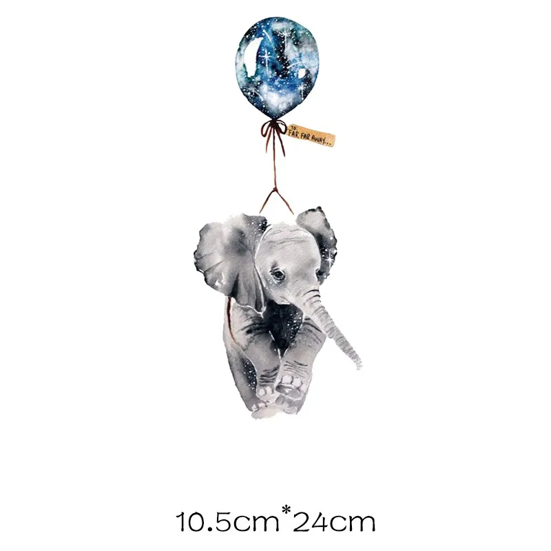 Hand-painted abstract cute baby elephant patch transfert thermocollants t-shirt iron on patches stripes for clothes applique