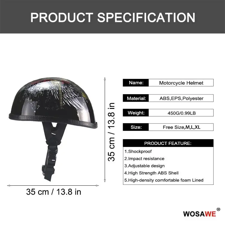 WOSAWE DOT Approved мотоциклетный полушлем с черепом немецкий Чоппер Crusier винтажный противоударный шлем для мотокросса для мужчин и женщин