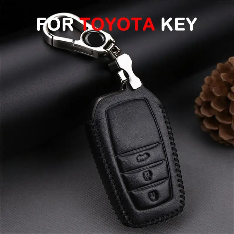 

Car Key Chain With Logo Keychain Keyring For Toyota Avensis Corolla Prius Camry Vitz RAV4 CHR Yaris Auris Leather Key Case Cover