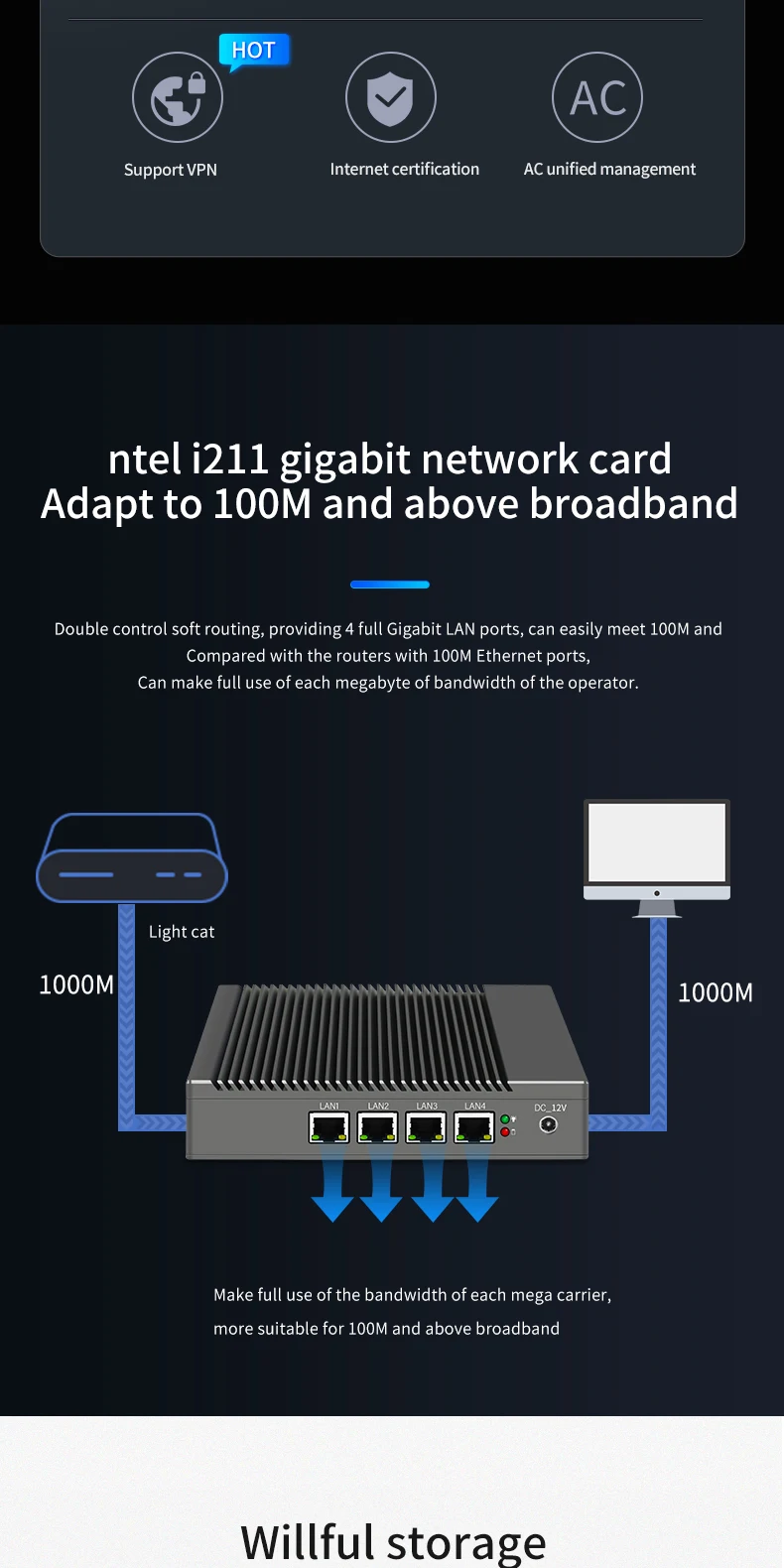 Fanless Mini PC with J1900 J4125 CPU, 4 Gigabit LAN, HDMI, VGA - Embedded Industrial Computer for Household Soft VPN Firewall WiFi Router Description Image.This Product Can Be Found With The Tag Names Fanless pc firewall, Firewall mini industrial pc, Firewall mini pc computer, Mini pc router j1900 wifi