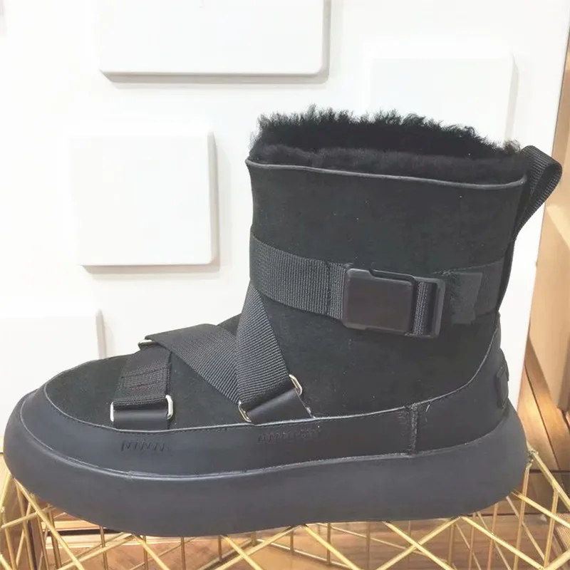 Женские ботинки на меху; женская обувь с ремешком; Zapatos De Mujer; замшевые ботинки на плоской подошве; женская обувь без застежки