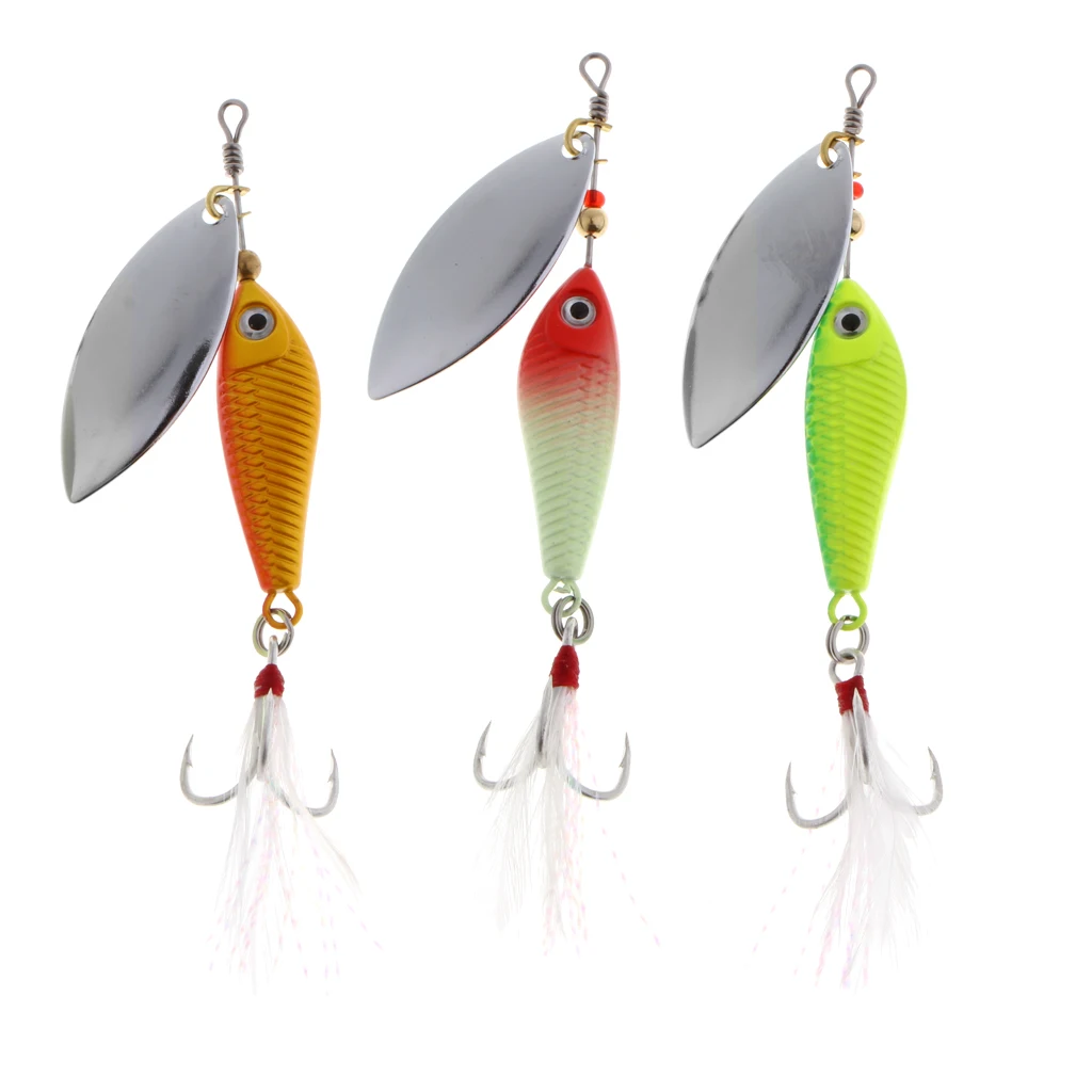 3pcs Fishing Lures Lead Spoon Fish Baits Metal Jigging Crankbaits Bass Feather Hook 8g 11g 20g Fishing Tackles