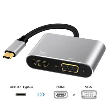 

USB C To HDMI 4K VGA Adapter USB 3.1 Type C USB-C to VGA HDMI Video Converters Adaptor For Macbook Pro/ Chromebook Pix