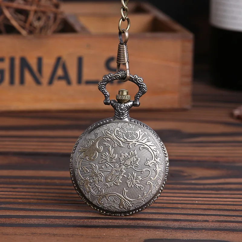 Чехол Сова кварцевые карманные часы с necklace ем очаровательные аксессуары винтажные классические тисненые винтажные