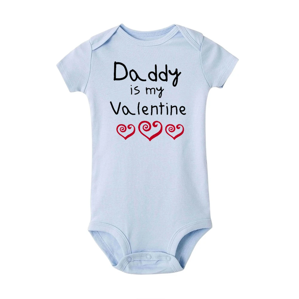 Daddy Is My Valentine/Боди для малышей; футболка для малышей; Детский комбинезон для малышей; белый повседневный комбинезон для маленьких мальчиков и девочек; футболка - Цвет: S332-SRPLB-