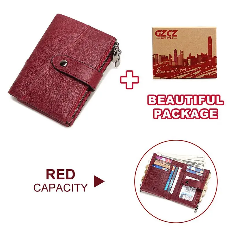 GZCZ Rfid мужской кошелек из натуральной кожи, портмоне, портфель, мужской кошелек для денег, качественный дизайнерский кошелек, гравировка - Цвет: Red-Box