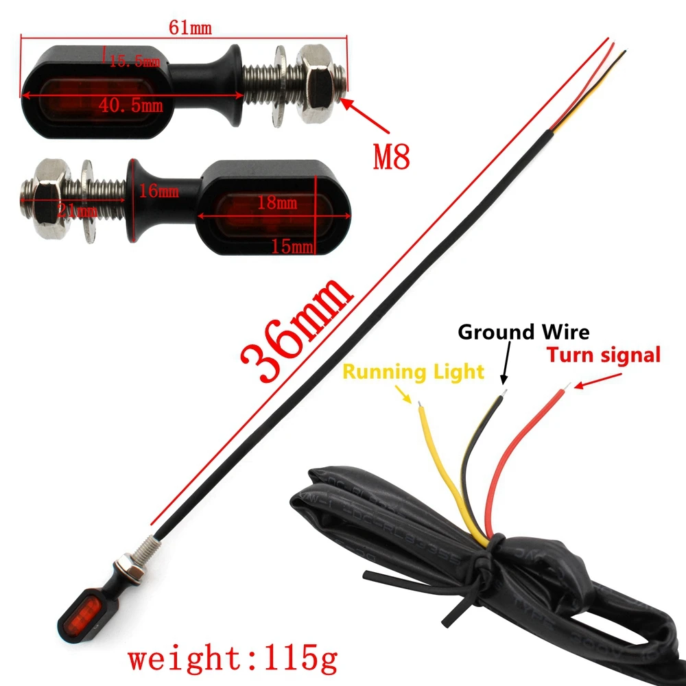 Motorcycle Rear LED Turn Signal Light Running Indicator Lamp Black/Chrome For Harley Sportster Bobber Mini Chopper Custom