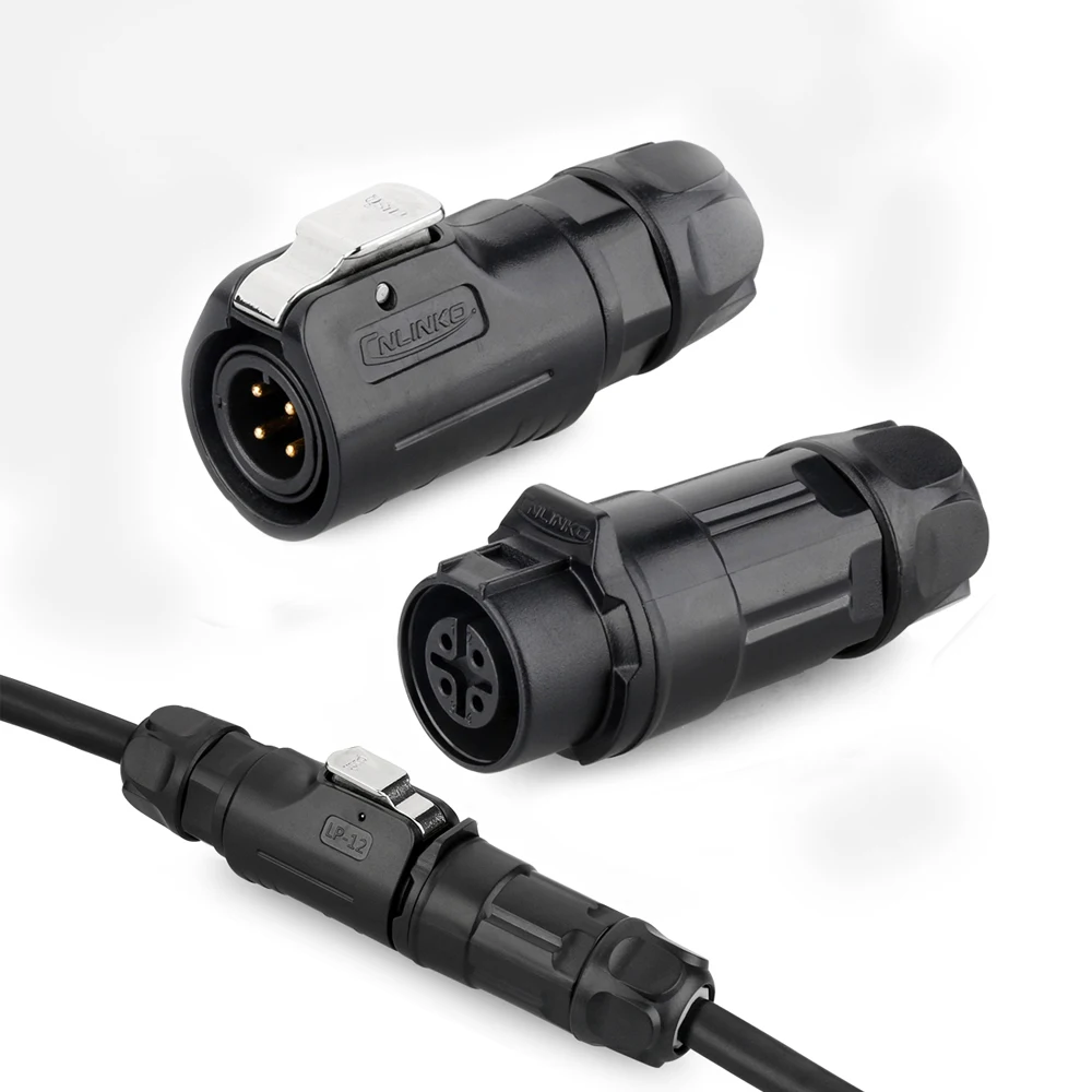 IP65 Waterproof M12 4 Pin Connector Male Plug Female Audio Socket Video Lighting Medical Sording Wire Electric Cable Connectors |