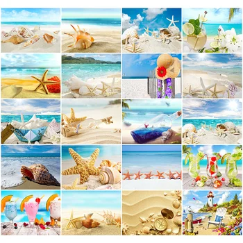 

HUACAN Diamond Painting 5D Seaside Shell Full Square Diamond Embroidery Scenery Home Decoration Gift