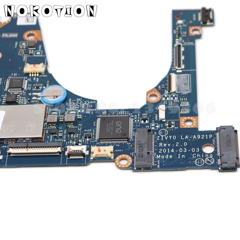 NOKOTION для Lenovo yoga 2 13 материнская плата ноутбука ZIVY0 LA A921P дюймов SR1EN CPU I3 4010U 4 Гб
