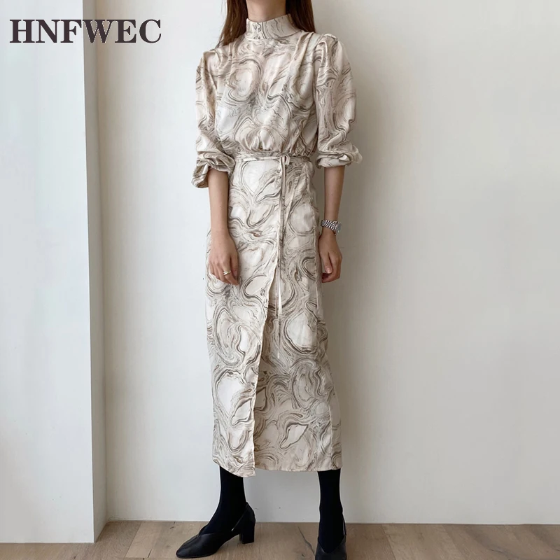 Женское платье с воротником-стойкой Хлопковое длинным рукавом модель Y124 в