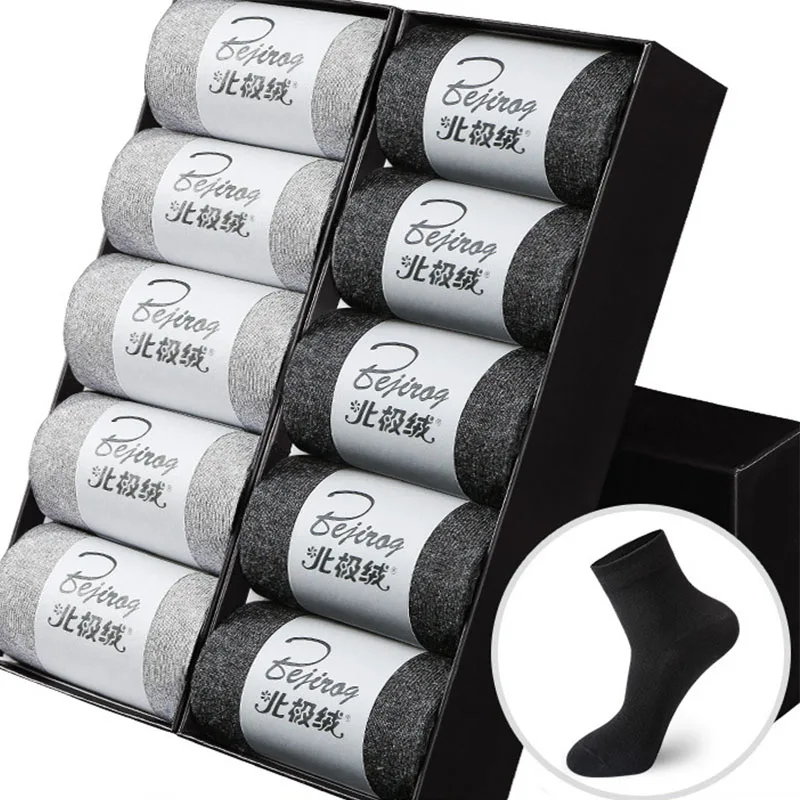 Dark grey light grey Men Socks Winter Business Cotton Socks Male Autumn 10Pairs/Lot Breathable High Quality Hot Sale Popular Men New - Цвет: Dark grey light grey