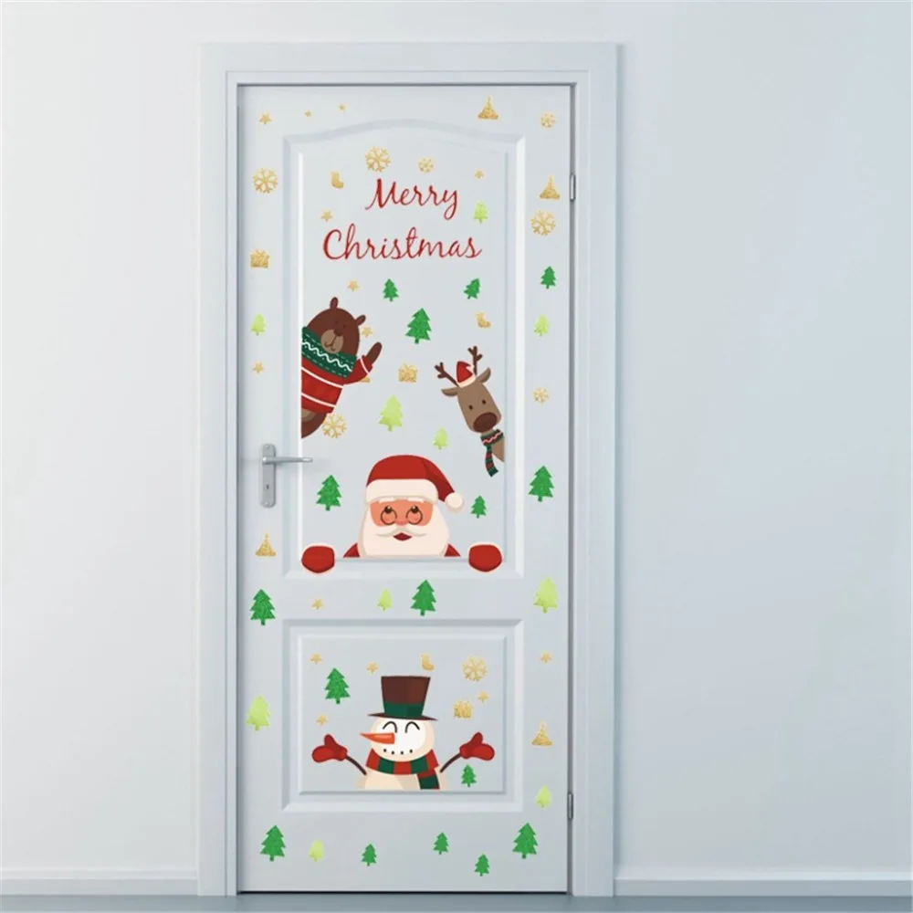 Christmas stickers for windows DIY Merry Christmas Decoration Cute Cartoon Wall Stickers For Home Decor kerst stickers raam#25