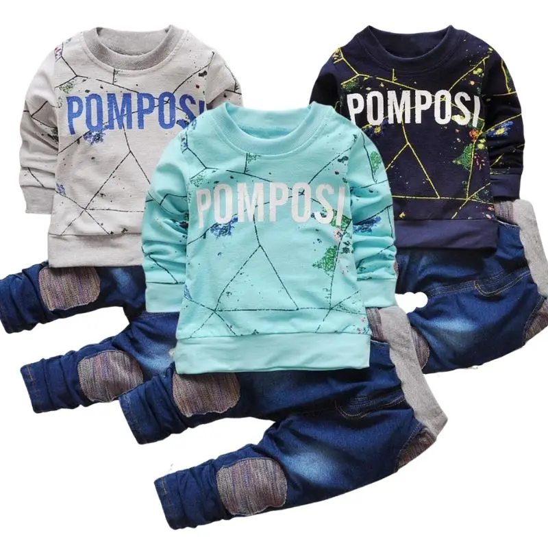 New Boys Clothes Spring Kids Sport Suit Children Clothing Sets Letter T-Shirt+Pants 2Pcs Outfit Autumn Baby Tracksuits |