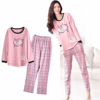 

2020 Spring And Autumn Cotton Pajamas For Women Long Sleeve Trousers 2 Pcs Pyjama Sets Good Quality Pijama Casual Sleepwear