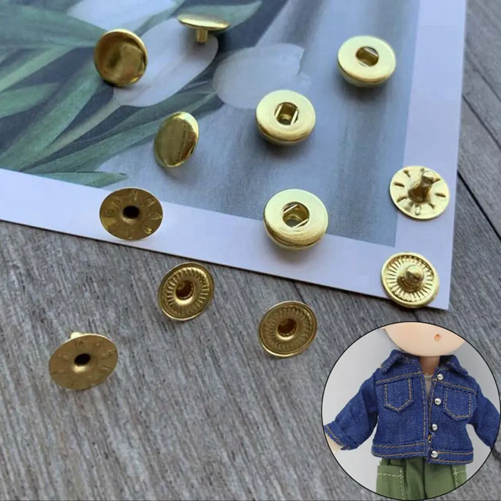 3Sets 6/8mm Mini Metal Button DIY Doll Clothes Craft Buckle Miniature Invisible Snap for 1/6 Doll Clothing Sewing Accessories