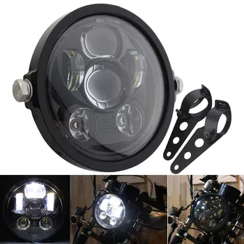 

Universal 5-3/4" Round Headlamp + Headlight Mounting Bracket for Harley Dyna Sportster 1200 883 Projector LED Moto Headlight