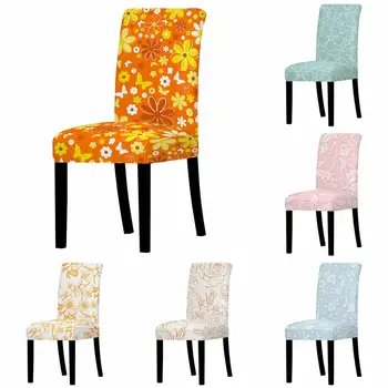 

Modern Spandex Chair Covers Flowers Pattern Stretch Dining Elastic Luxury Anti-dirty Case For Wedding Seat Chair Slipcovers