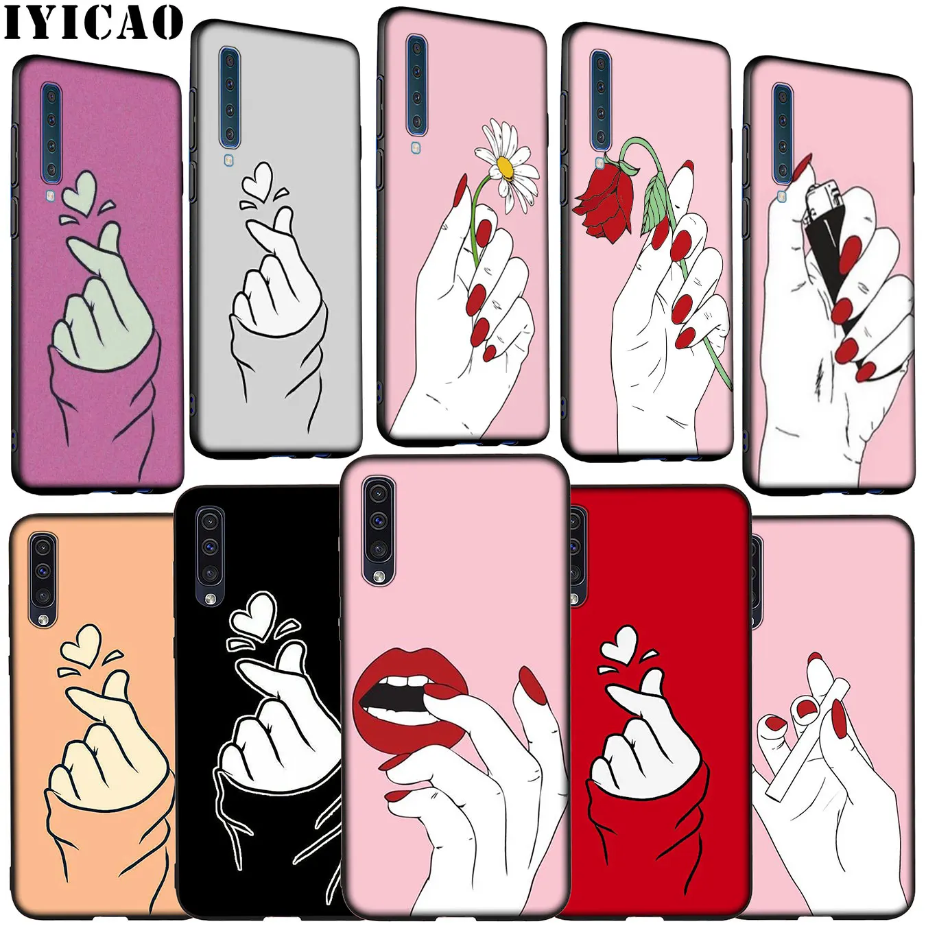 Мягкий силиконовый чехол IYICAO Love on the finger kpop heart для Samsung Galaxy A70 A60 A50 A40 A30 A20 A10 M10 M20 M30 M40