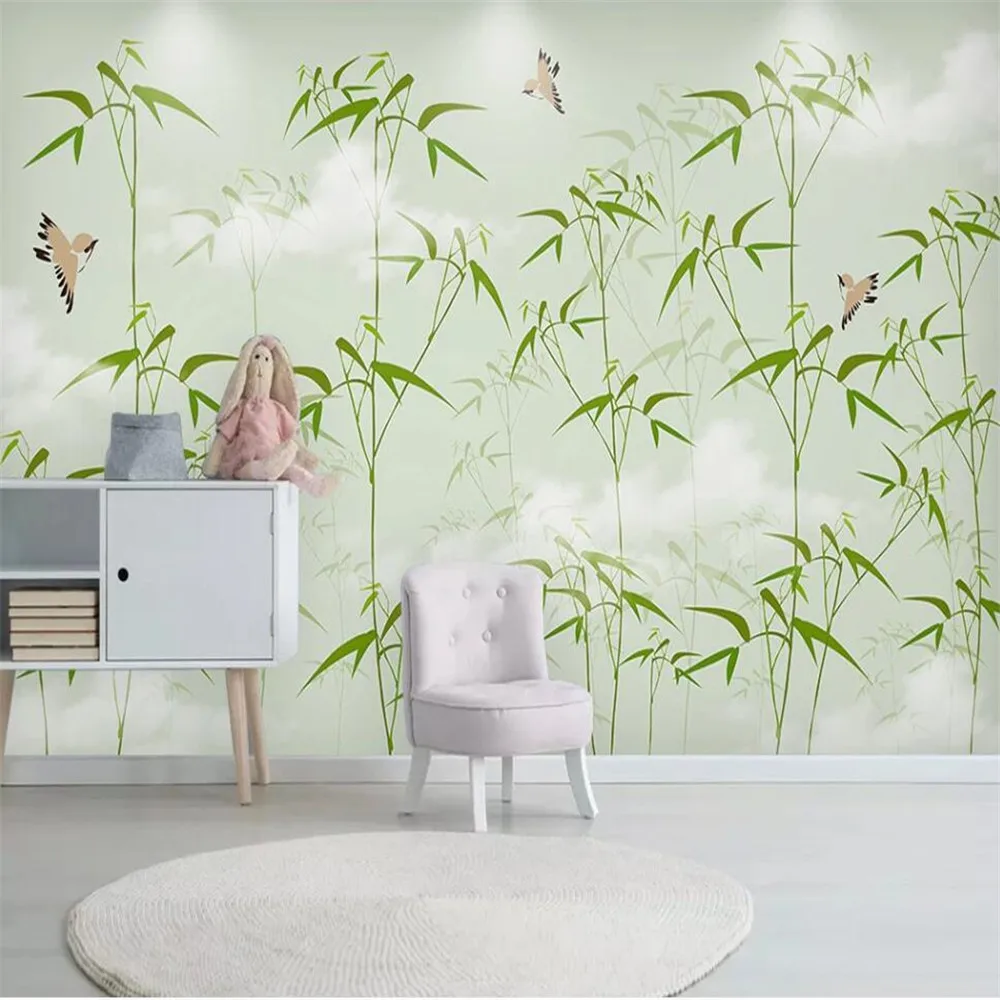 

Milofi custom 3D wallpaper mural bamboo flowers and birds ink bamboo living room bedroom background wall decoration painting wal