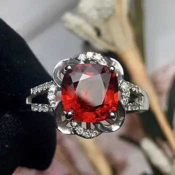 

Garnet Ring Fine Jewelry Real Pure 18 K Gold 100% Natural Red Garnet Gemstone 2.3ct Female's Rings for Women's Fine Rings