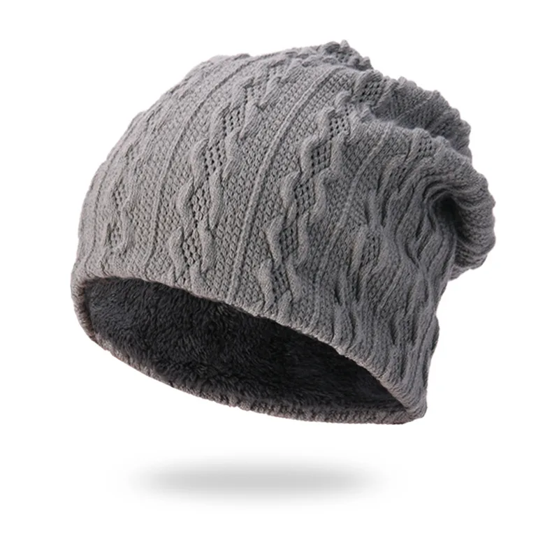 hat winter youth warm plus thick knitted wool hat Korean version of tide plus velvet winter cotton hat cold-proof sleeve head