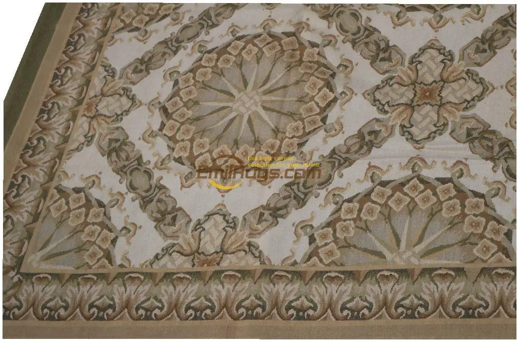 wool french aubusson rug Antique Hwoven Rectangle Geometric