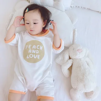 

Baby Romper Summer 2020 Infants and Children Color Matching Round Letters Playful One-piece Loose Go-out Clothes Romper