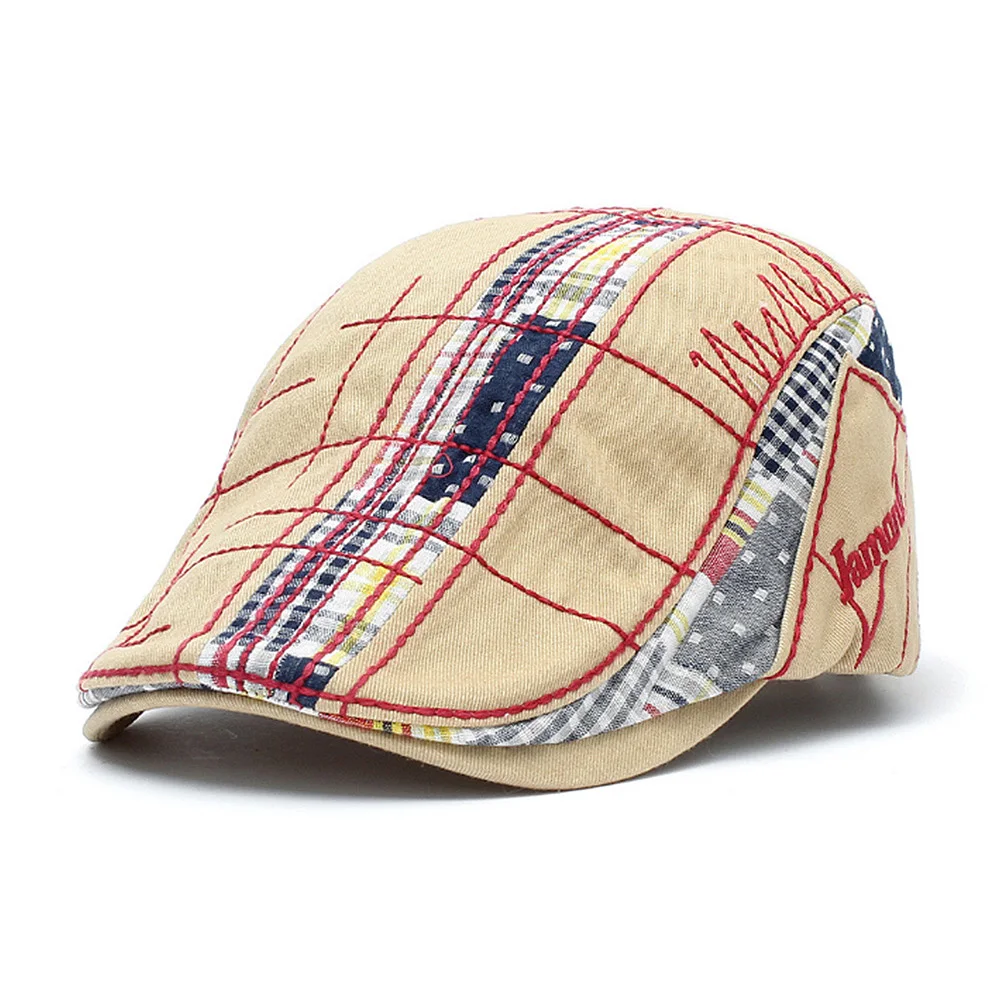[AETRENDS] необычная вышитая клетчатая стеганая Кепка Newsboy плоская шляпа таксистские шапки для вождения Z-9981