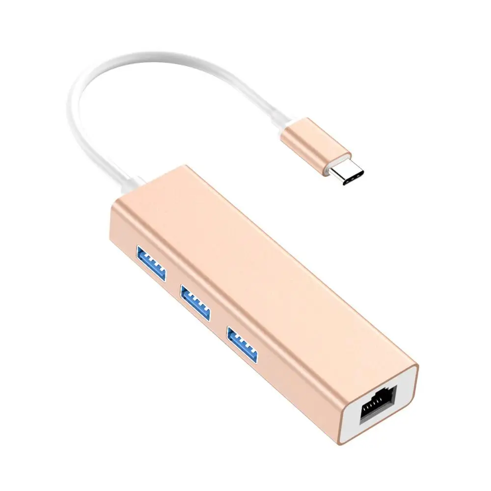 Usb 3,1 Usb-C Тип C 10/100/1000 Мбит/с Gigabit Ethernet Rj45 сетевой адаптер с 3 портами(стандарт 3,0 сетевая карта для Macbook