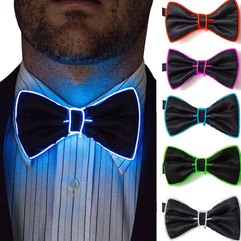 Polyester Silk Necktie Luminous Christmas Gift Accessories Bow Bow Tie Flashing LED Dance Jewelry Bowtie Evening Show Men Party