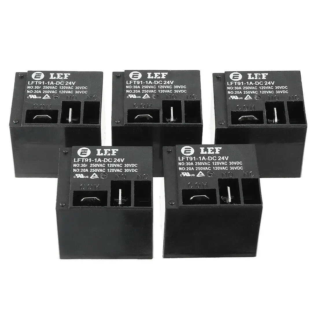 

5Pcs DC 24V Coil SPST NO/NC/COM 4P Power Electromagnetic Relay DIN Rail Mounted