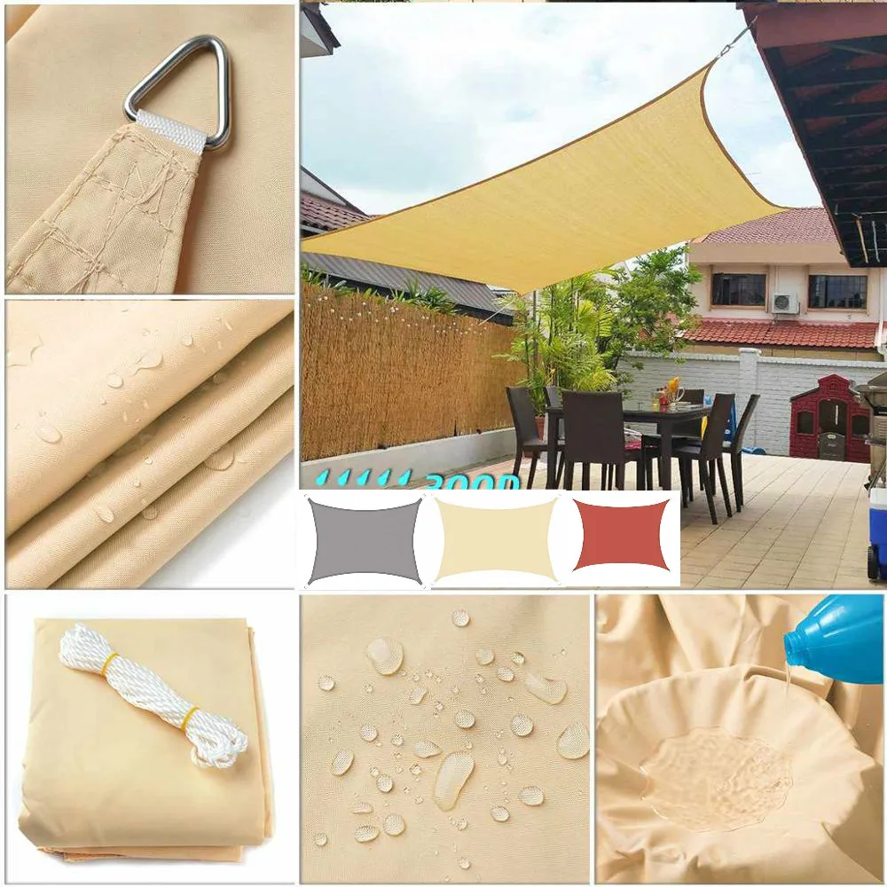 Toldo de vela rectangular 300D impermeable para jardín, terraza, natación, patio de acampada al aire libre
